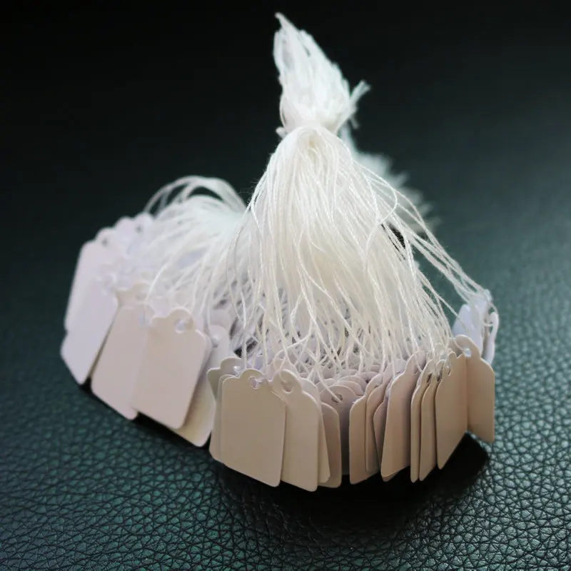 100Pcs/lot Jewelry Price Label with Cotton String Commodity Price Tag Shop Price Card DIY Gold Silver Blank Price Display Card