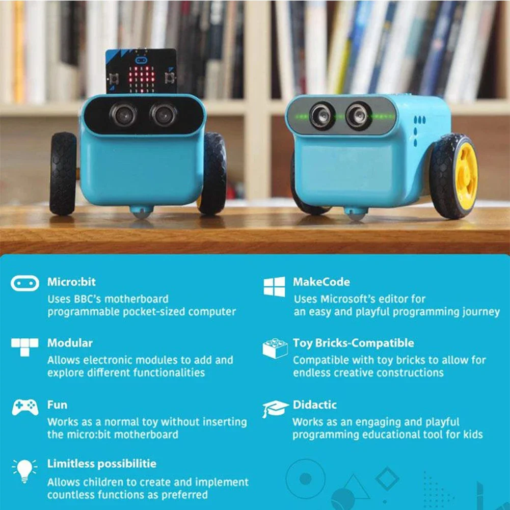 Micro:bit TPBot Auto-Roboter-Codierungsset, programmierbare intelligente Auto-Baustein-Erweiterung für Kinder, Programmierung, Lernen, Klassenunterricht