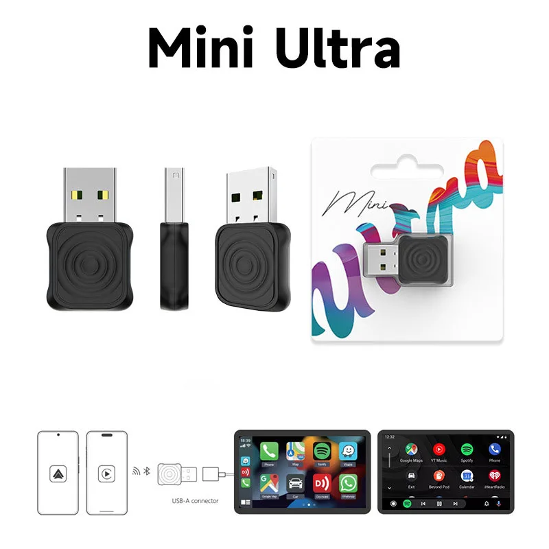 Mini Ultra Car Smart Box - Converteer bekabelde CarPlay/Android Auto naar draadloos voor originele voertuigen Draadloze Carplay