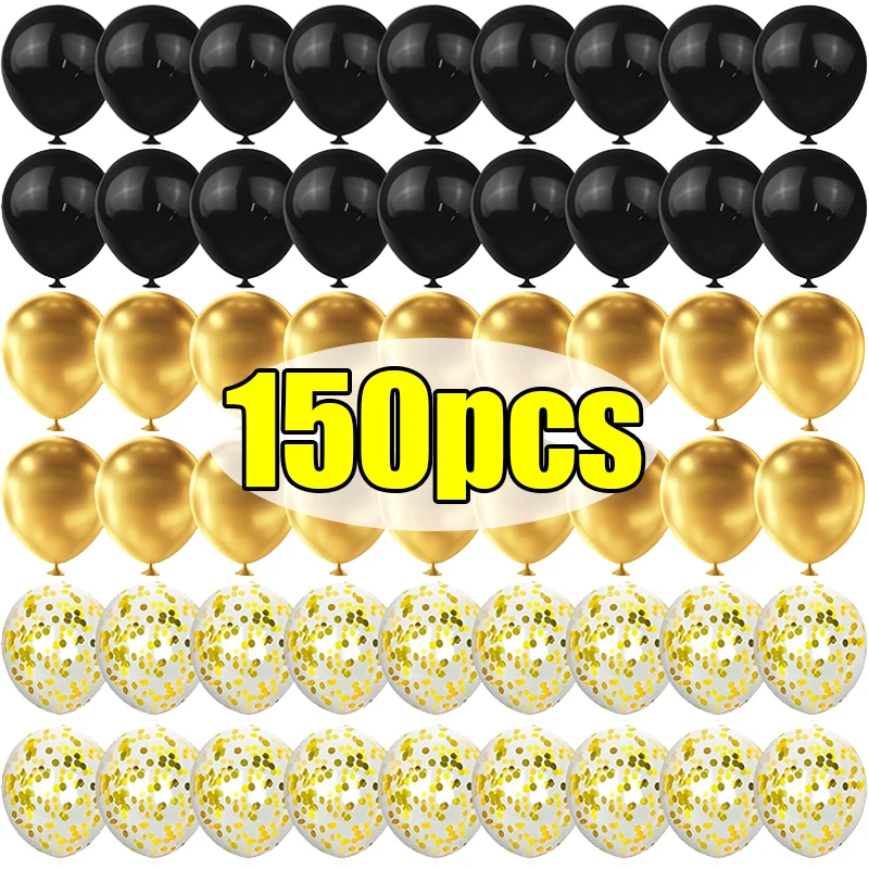 Venta al por mayor de globos de látex con lentejuelas brillantes, globo inflable negro y dorado para boda, fiesta, cumpleaños, Navidad, suministros de decoración del hogar