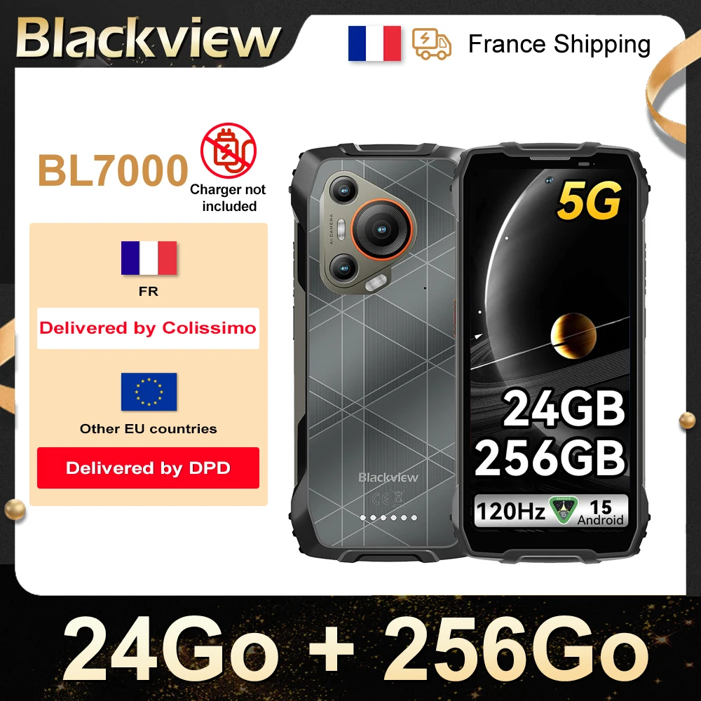 BLACKVIEW BL7000 5G AI Robustes Telefon Deepseek GPT Android 15 Smartphone, 6,78" HD+2,4K Display 120Hz, 24(8+16)GB 256GB, 7500Amh