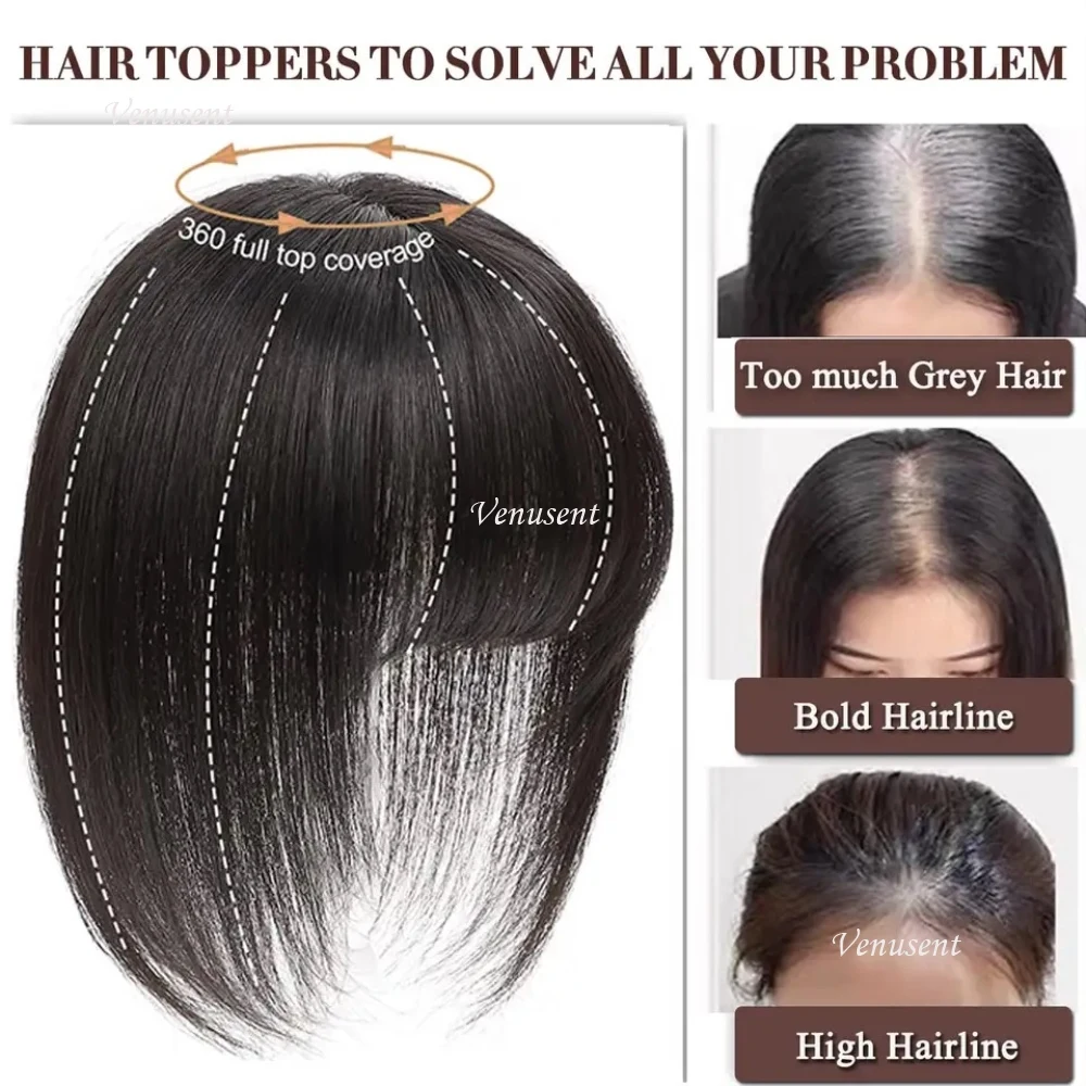 Base de seda feminina cabelo humano topper com franja de ar virgem europeu remy capa de cabelo mão amarrada seda superior peruca com franja lateral
