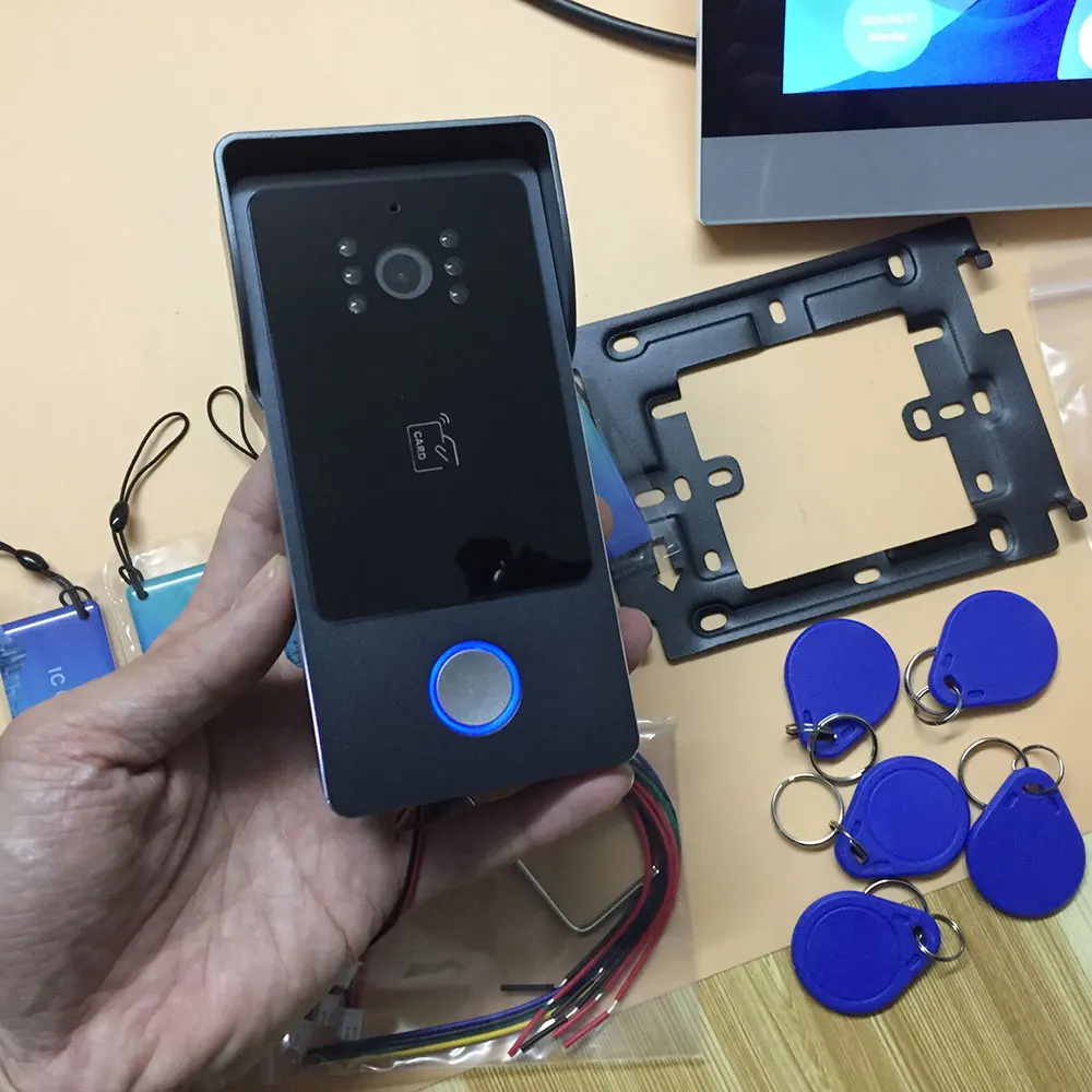 Neue Tuya Smart 2-drahtete Türklingel Wifi Video Intercom System mit APP Remote IC Karte Entsperren 1080P 7 zoll Touchscreen