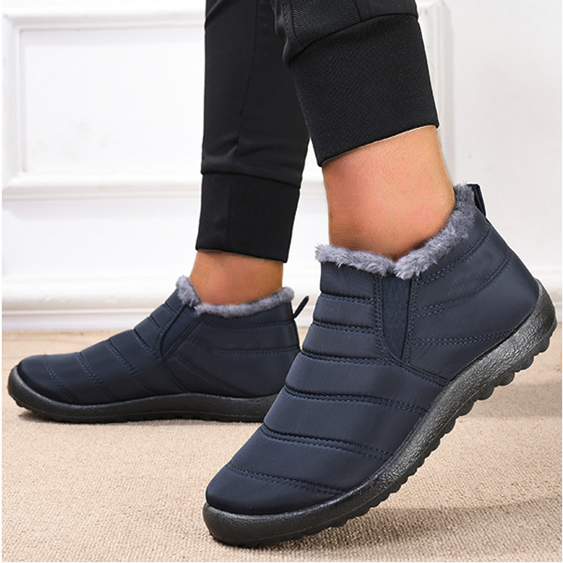Winter Männer Wohnungen Wasserdichte Warme Pelz Schuhe Schwarz Männer Schuh Bequeme Turnschuhe Männer Slip Auf Schuhe Männer Zapatos De Mujer