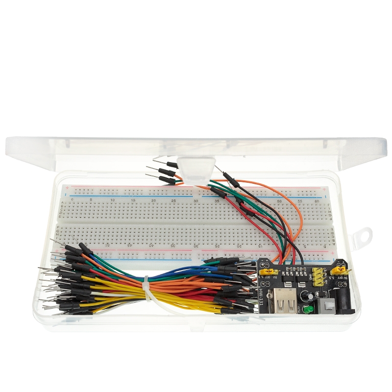 เบรดบอร์ด MB102 MB-102 400 830จุด65สายจัมเปอร์แผงวงจรบัดกรี PCB ทดสอบการพัฒนาแบบ DIY สำหรับโมดูลไฟฟ้า Arduino