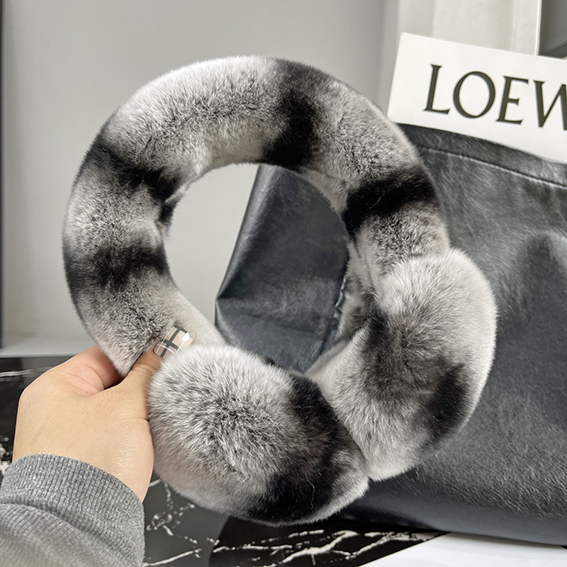 Orejeras de piel auténtica para mujer, orejeras de piel de conejo Rex, cálidas, naturales, a la moda, venta al por mayor