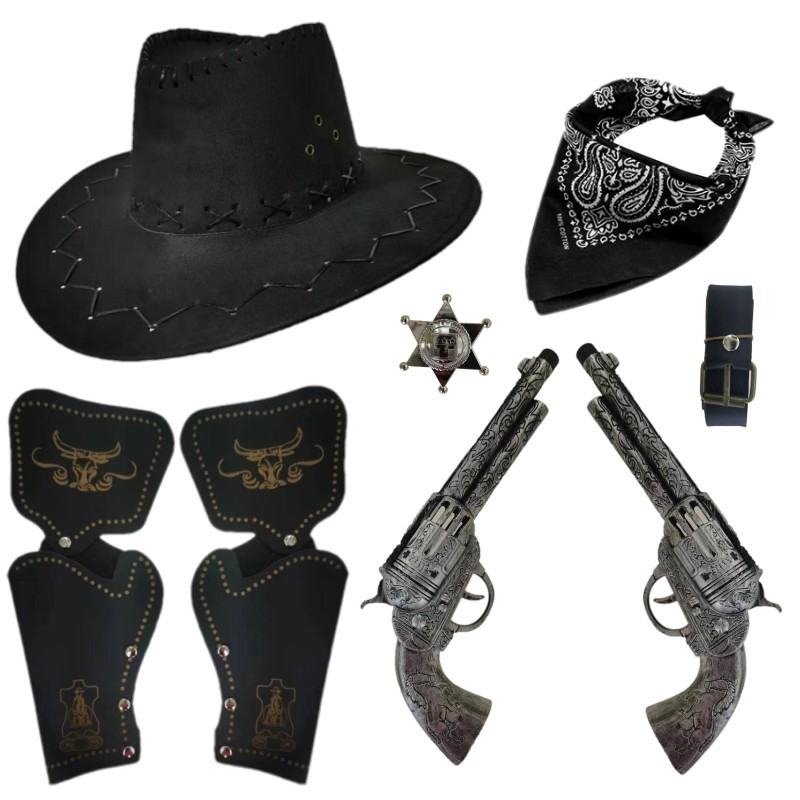 Accesorios de Mascarada Vintage, Arma de vaquero occidental, pistolera, cinturón, Capítulo de plástico, accesorios de Cosplay de Navidad, regalo para niños y adultos