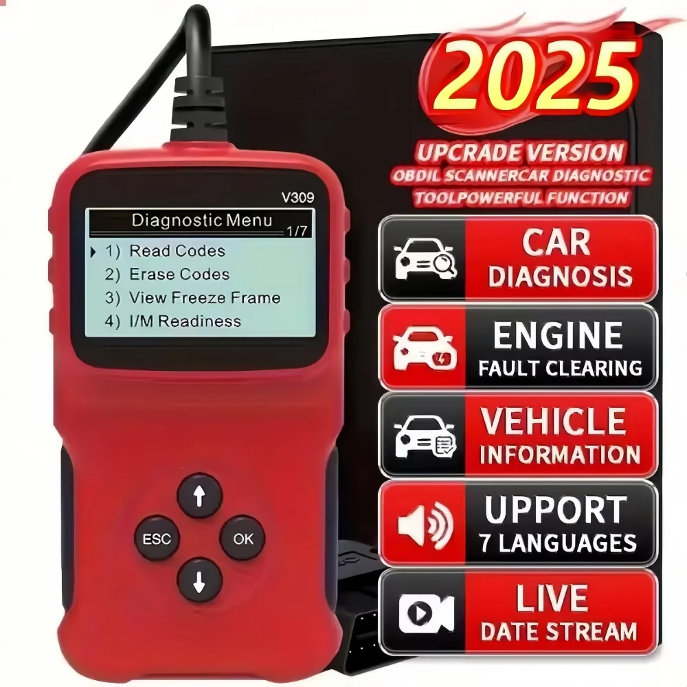 V309 Obd2 Scanner Auto Diagnostisch Hulpmiddel Motorproblemen Code Reader Obd2 Automotive Volledige Functie Scan Tool