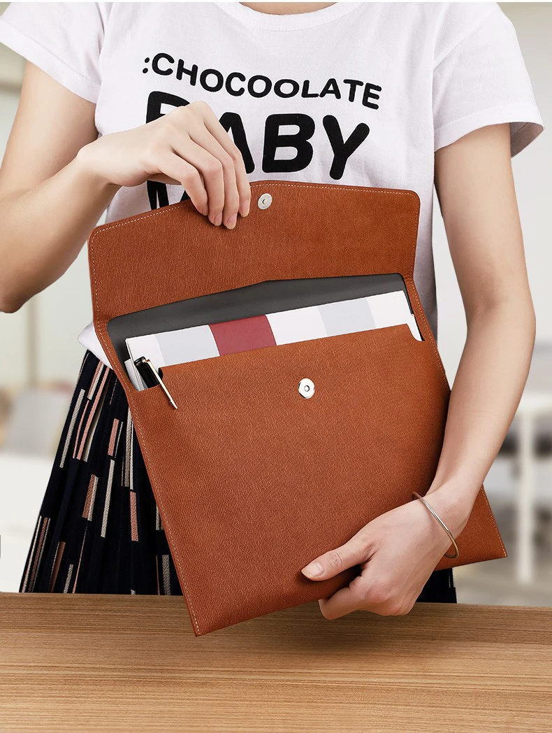 Document Bag PU Business Briefcase File Bag, A4 Folder, School Office Storage Print Pattern LOGO