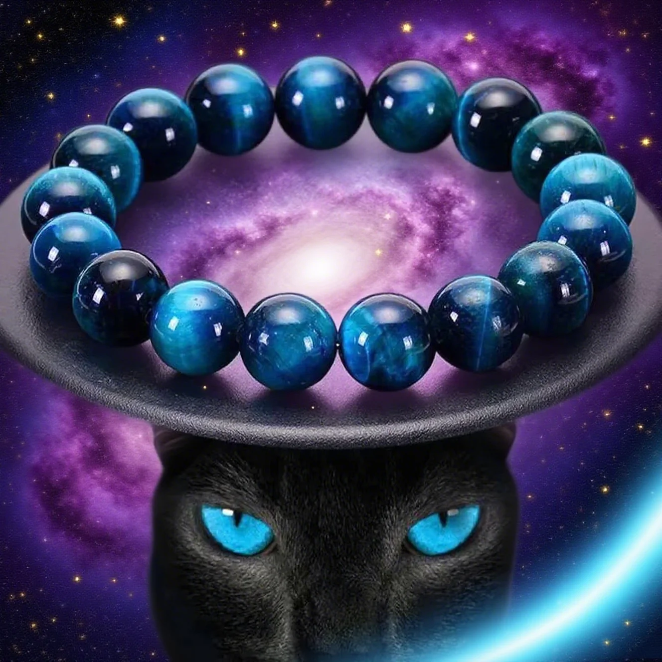 1 pulsara minimalista de cuentas de piedra de ojo de tigre azul de 6/8/10mm, pulsara de cuentas redondas de pietra Natural