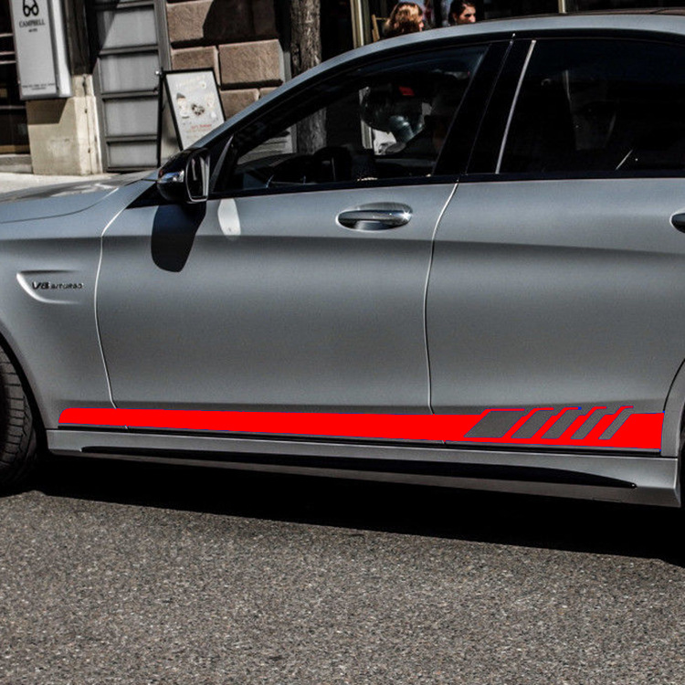 車のサイドステッカーラップレーシングストライプアウディフォード BMW トヨタホンダメルセデスベンツ自動車ビニールフィルムボディドアアクセサリーデカール