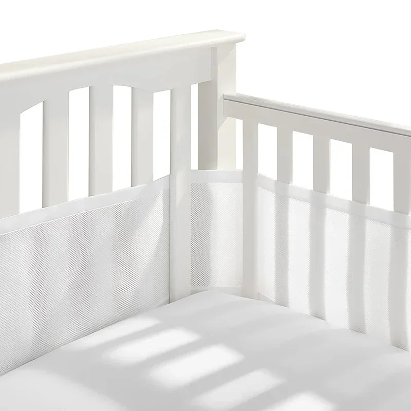 Forro de cama de malla transpirable, valla de cuna de bebé de 4 paneles, barandilla de algodón, parachoques grueso, Protector de cuna alrededor de una pieza, decoración de habitación de bebé