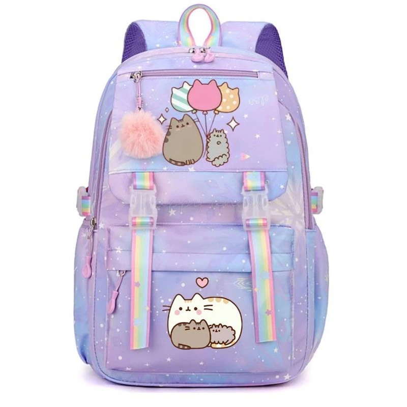 ใหม่ Fat Cat กระเป๋าเป้สะพายหลังการ์ตูนสําหรับโรงเรียนนักเรียนหญิงกระเป๋าหนังสือแล็ปท็อปกระเป๋าเป้สะพายหลังคอมพิวเตอร์ Lady Multipocket กระเป๋าเดินทาง