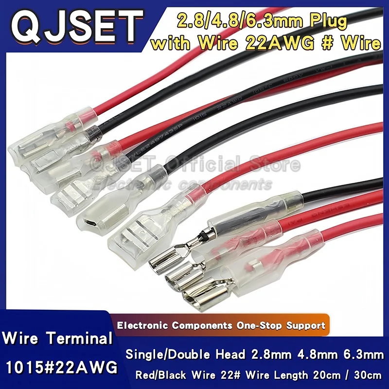 5 uds 2,8mm/4,8mm/6,3mm conector de Terminal de engarzado de Cable/enchufes de Terminal de Cable enfundado arnés de conector simple y doble 6,3mm