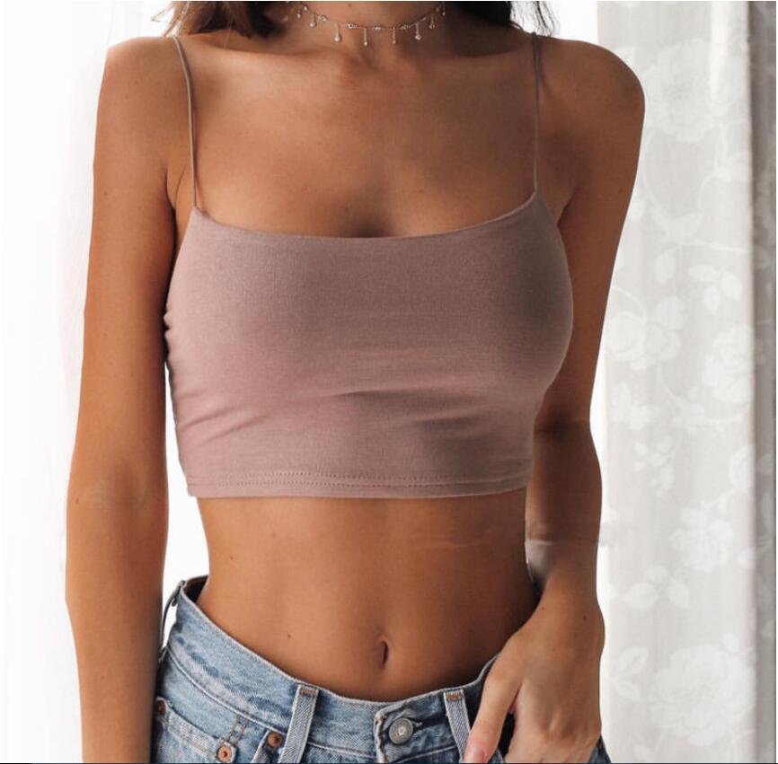 Hot Koop! Vrouwen Zomer Hemdje Crop Tops Mouwloos Slim Sling T-shirt Zwart Wit Dieptepunt Tanks Beha Ondergoed Vest Tops