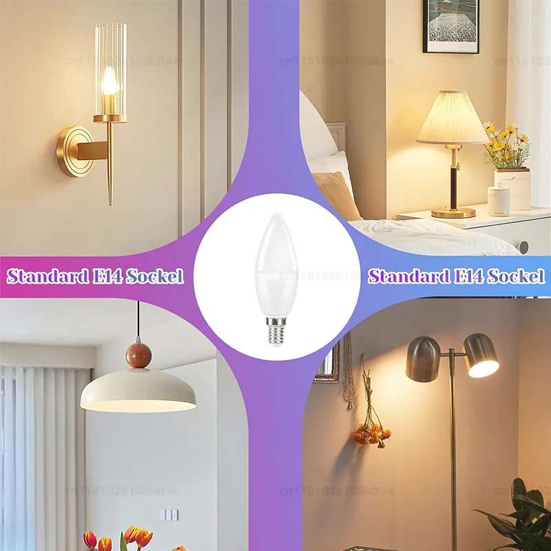 Bombilla LED inteligente E14 Tuya WiFi, luz de vela de 220V, 9W, 7W, 5W, lámpara regulable RGB, aplicación de Control por voz, funciona con Alexa y Google Home