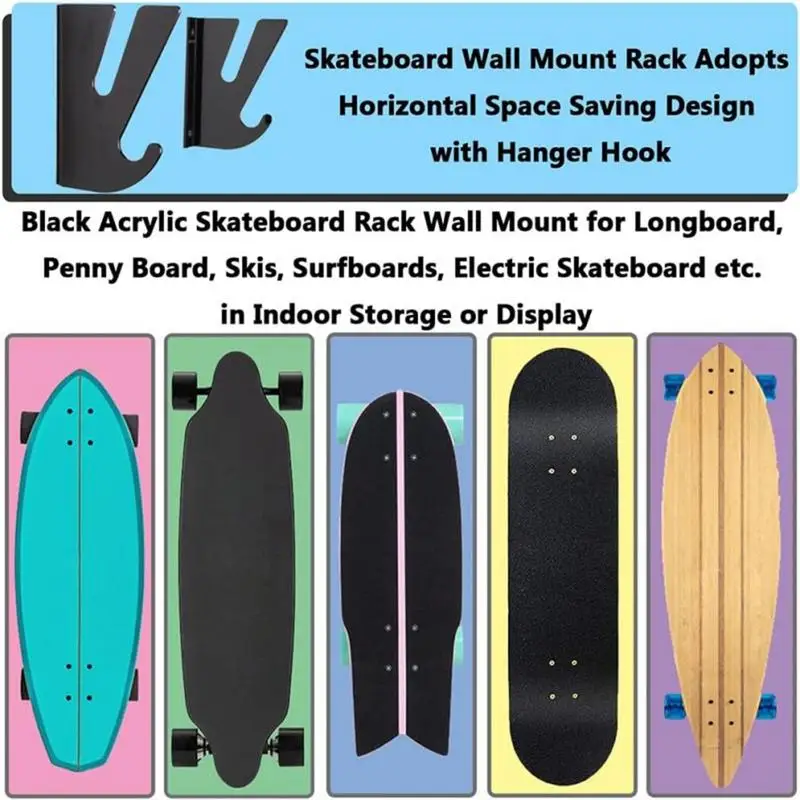 Skateboard Display Rack Wall Stand Fixed Mount Indoor Floating Skateboard Storage Holder Rack Skateboard Wall Holder Rack