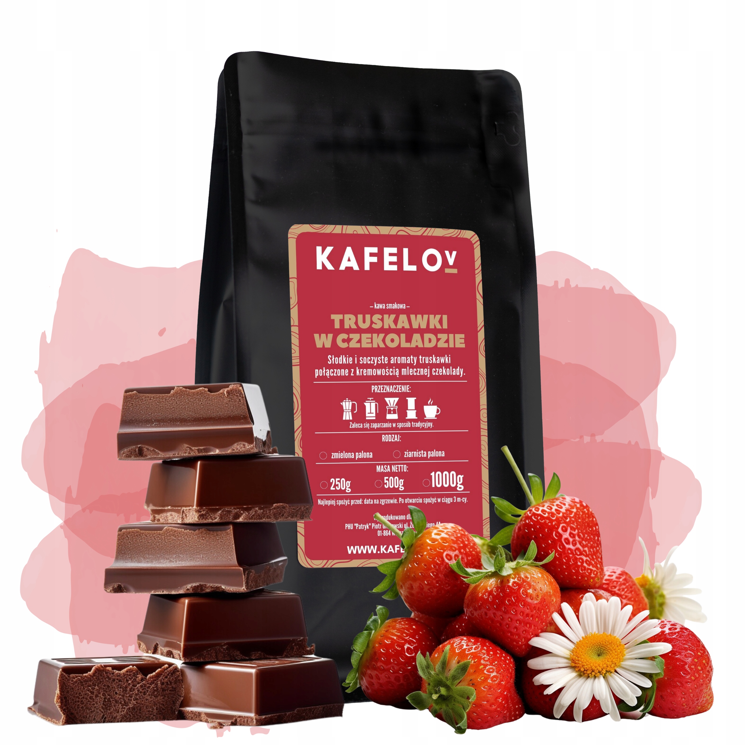 Kawa Kafelov TRUSKAWKI W CZEKOLADZIE 1000g mielona