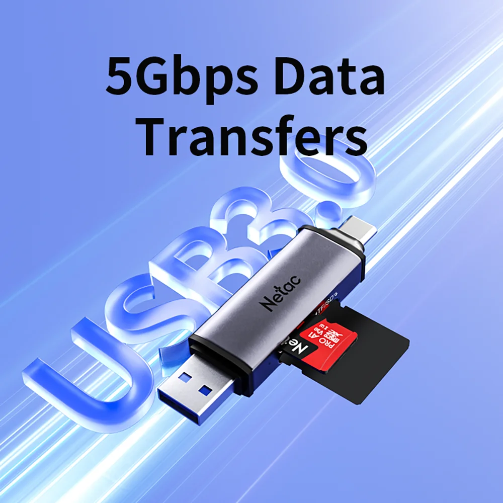 Netac เครื่องอ่านการ์ดความเร็วสูง All-in-one TF SD การ์ดหน่วยความจํา USB3.0 Multi-function Converter คอมพิวเตอร์/Type-C โทรศัพท์แท็บเล็ตทั่วไป