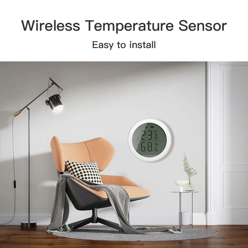 Tuya zigbee inteligente sensor de temperatura e umidade casa termômetro interno com display lcd google casa alexa eco controle voz