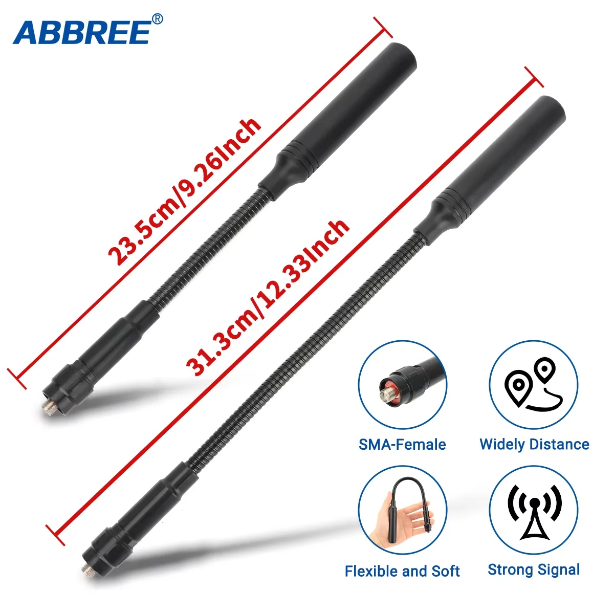 ABBREE Zwanenhals Tactische Antenne AR-168 VHF UHF SMA-Vrouwelijke voor BAOFENG UV-5R 5RH 13 17 21 PRO QUANSHEGN UV K5 (8) Plus