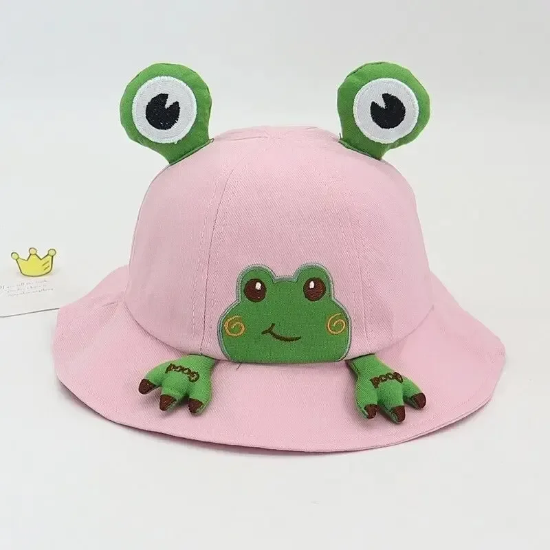 Clearance_Soft Cappello in cotone con motivo rana cartone animato, adatto per neonati e ragazze, cappello da pescatore per lezioni all'aperto, sole