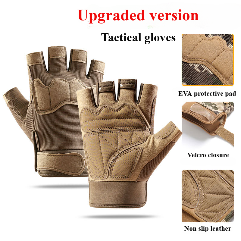 Guantes tácticos para hombres y mujeres, guantes de montar transpirables resistentes al desgaste para montañismo y ciclismo al aire libre de medio dedo