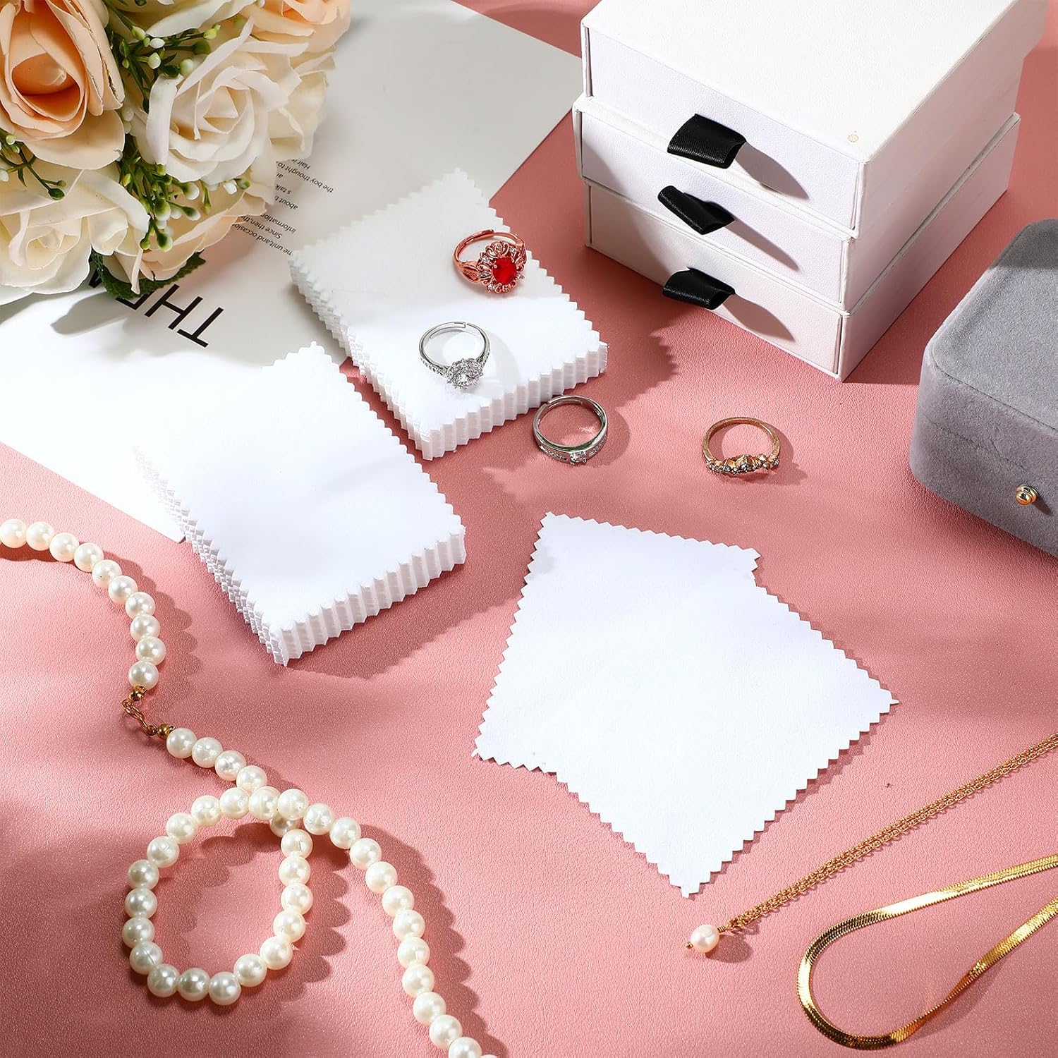 Ściereczka do czyszczenia biżuterii, polerująca, do srebra próby 925, złota, platyny, zegarków, utrzymuje biżuterię czystą i błyszczącą.