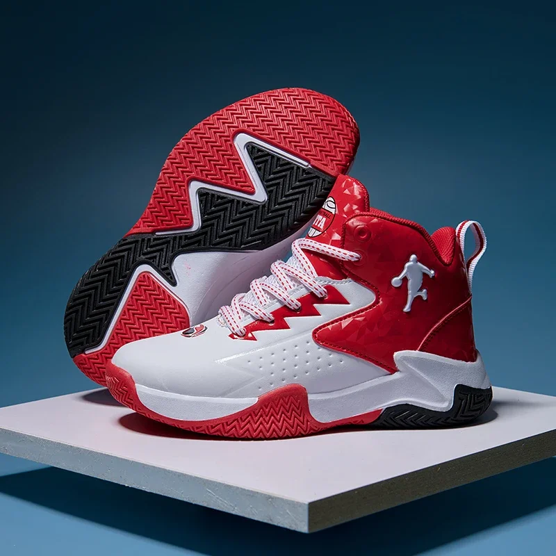 Kinder-Basketballschuhe für Jungen, Mädchen, Kinder, Teenager, atmungsaktiv, rutschfest, Schnürung, für drinnen und draußen, Trainings-Turnschuhe, Tennisschuh