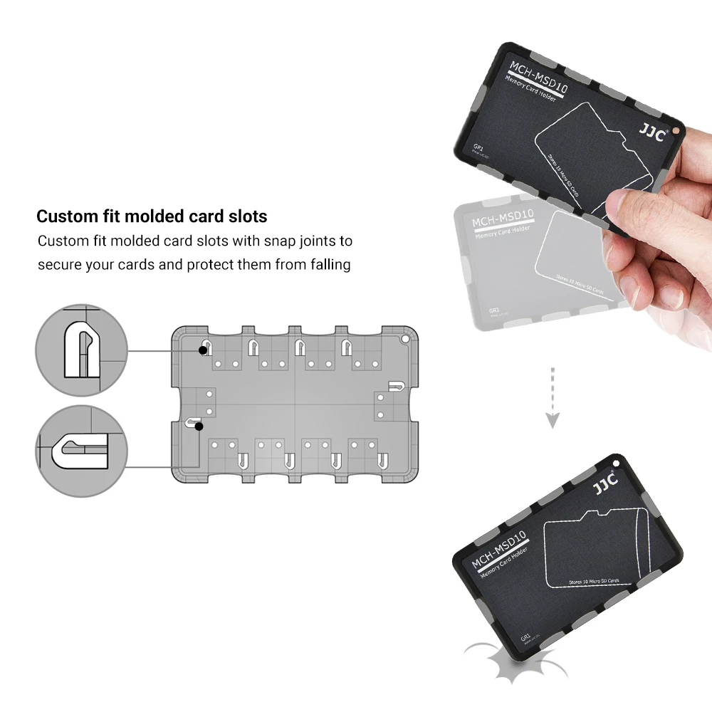 JJC Thin Micro SD Card Holder SD Card Case Wallet Credit Card Size for SD Micro SD TF Cards Hard Shell Camera Photo Accessories