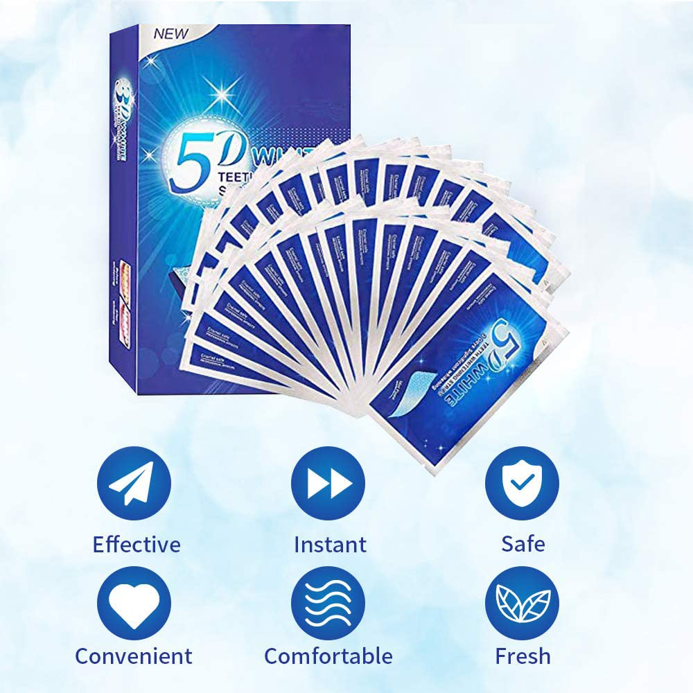 5D Teeth Whitening Strip 7/14/21/28 Pair Whiter Strips for Removing Smoking Coffee Stain, Effective Home Use Tooth Whitening Kit