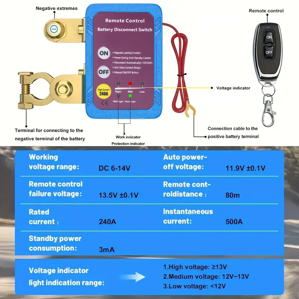 Batterij Disconnect Schakelaar 12V 240A Uitschakelen Afgesneden Kill Switch Met Afstandsbediening Schakelaar Voor Auto Vrachtwagen