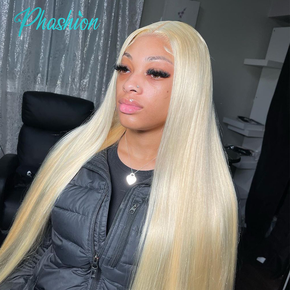 ファッションブロンド 5x5 レース閉鎖 613 ストレートウェーブ 13x4 レース前頭人毛 HD 透明事前摘み取られたブラジルのレミー毛