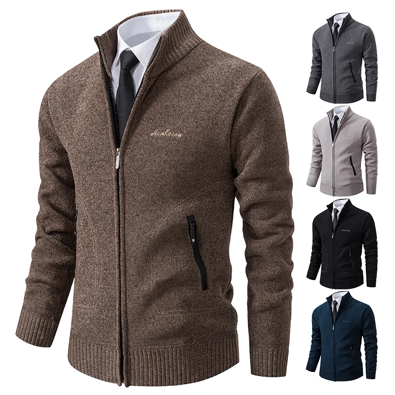 2023 strickwaren Frühling und Herbst männer Stehkragen Dicke Warme Strickjacke Pullover Winter Lose Beiläufige Mantel