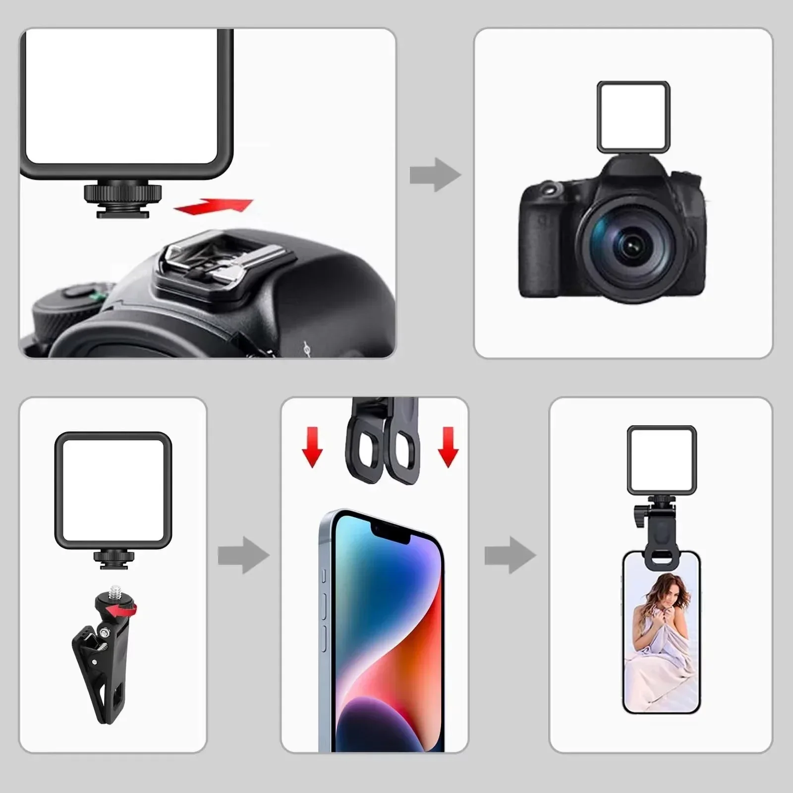 Luce selfie a LED portatile con clip Luce di riempimento ricaricabile a 3 modalità per smartphone Computer portatile Videoconferenza Streaming live