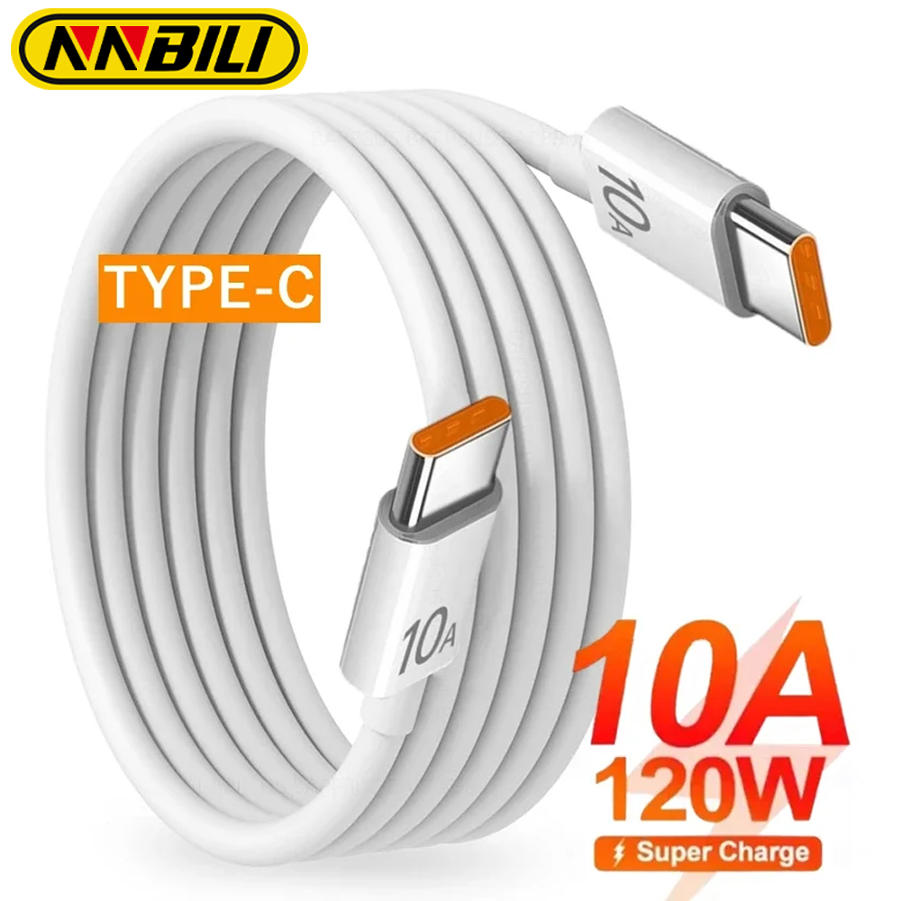 Nnbili 120w 10a carregador rápido pd duplo usb c para tipo c cabo de carregamento rápido cabo de transferência de dados de alta velocidade para huawei vivo