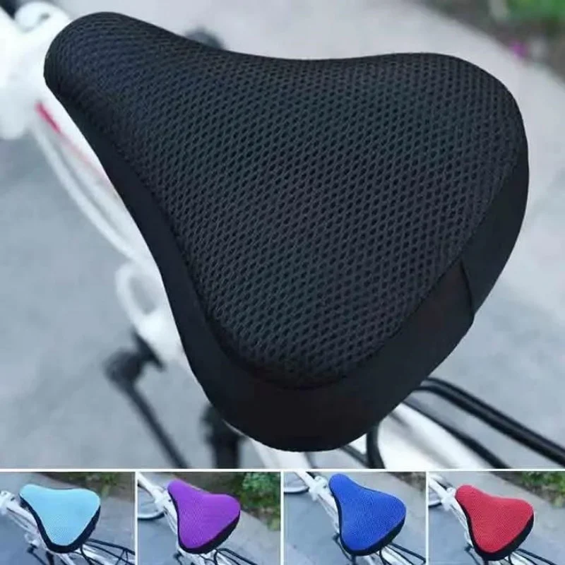 Capa de almofada de assento sela da bicicleta 3d macio capa de assento de silicone almofada de assento ciclismo respirável sela confortável