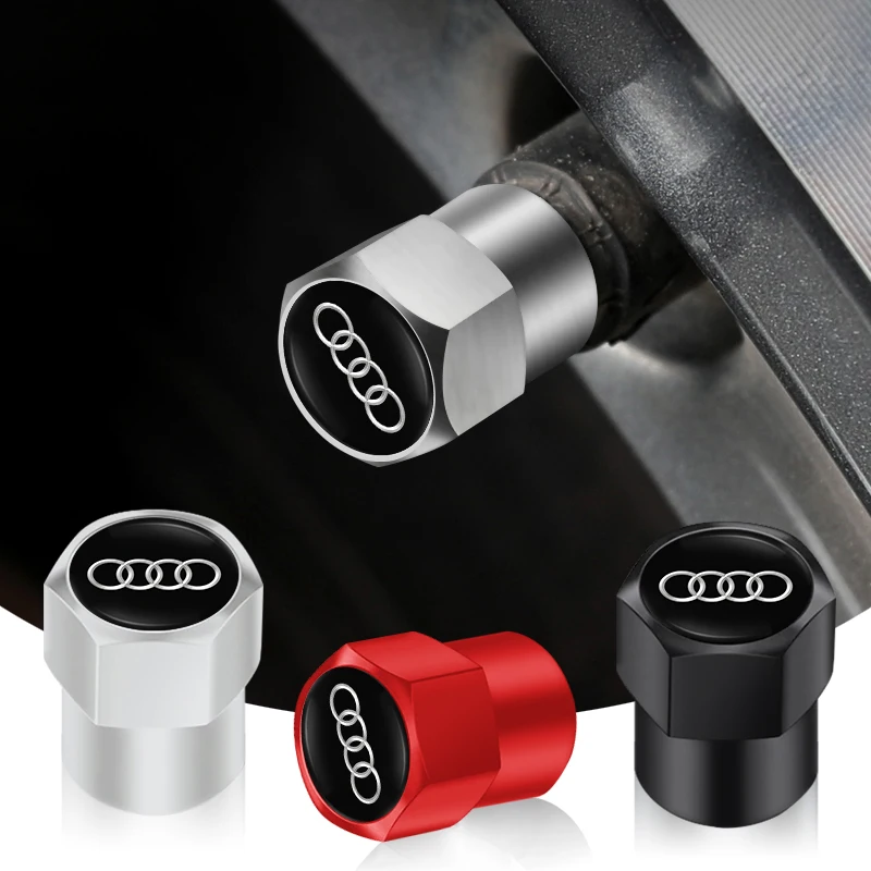 4Pcs 3D Metal Tire Valve Caps Car Tyre Air Stems Cover For Audi Sline A3 A1 A4 B8 B7 A6 C7 A5 A7 A8 B9 B6 C6 Q2 Q3 Q5 Q7 Q8 TT