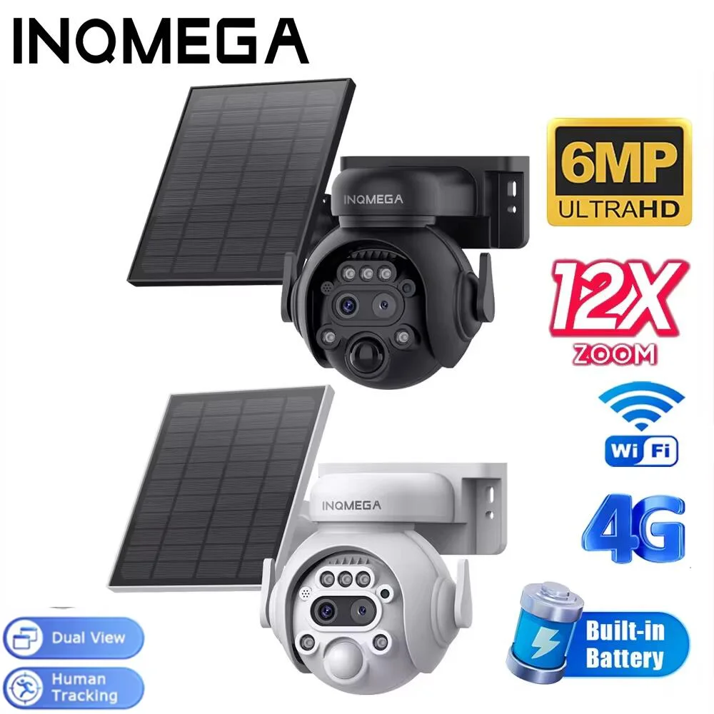 INQMEGA 8MP 12X Solar Camera Outdoor Security Camera 7800mAh Rechargeable Battery 5W Solar Panel PIR Human Detection PTZ Camera
