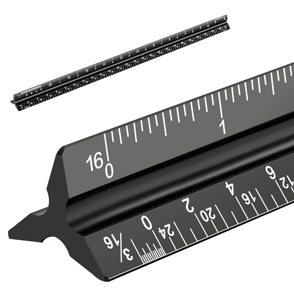 30cm 알루미늄 금속 삼각형 규모 건축가 엔지니어 기술 눈금자 그리기 도구 측정 눈금자 교육 장비