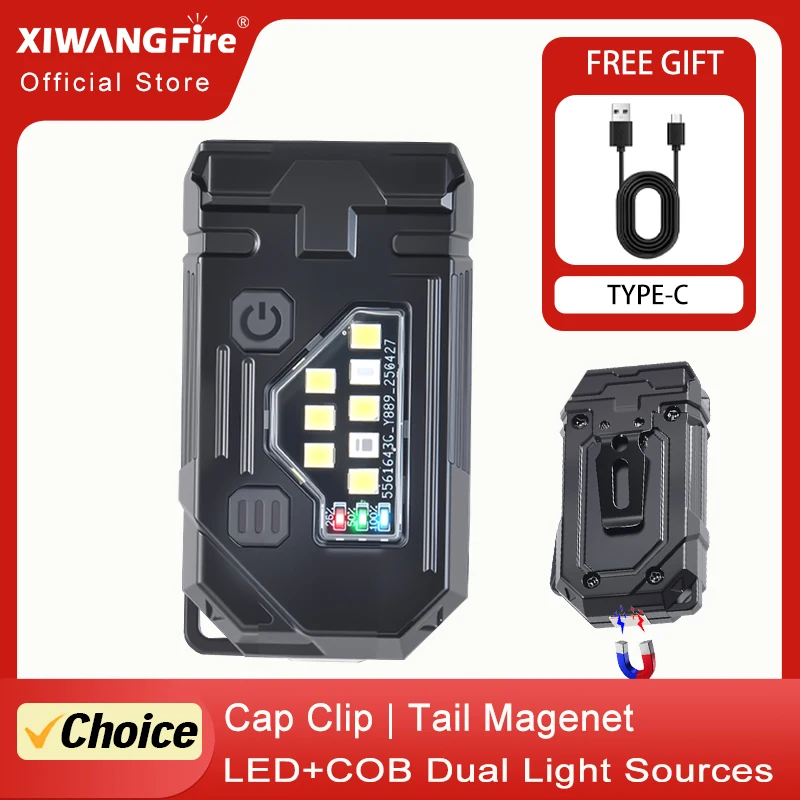 Mini-Schlüsselanhänger-EDC-Taschenlampe – wiederaufladbare magnetische Taschenlampe mit Stiftclip und Hutclip, superhelle Lampe für Outdoor/Angeln