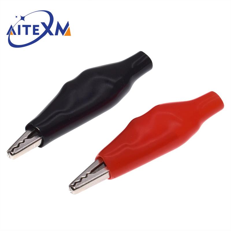 1 Juego de pinzas de cocodrilo, cables de prueba eléctricos DIY, pinzas de cocodrilo de doble punta, Clip de cucaracha, cable de puente de prueba de 46CM