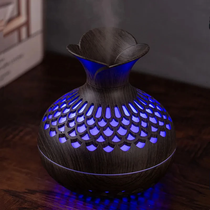 300ml usb umidificador de ar mini umidificador de mesa umidificador em forma de vaso oco com luzes noturnas coloridas