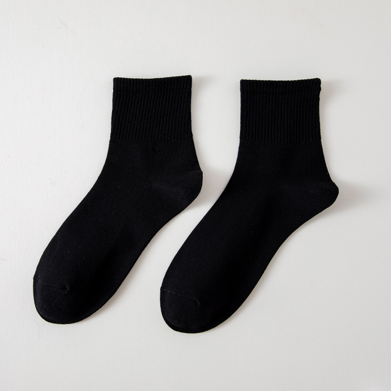 3/10 Pairs of MEN'S Mid-calf Socks Cotton Socks for All Seasons, Solid Colour and Versatile