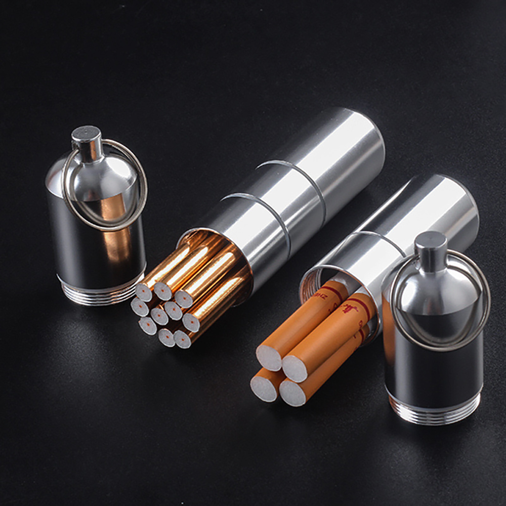 Silberne Zigarrenbox aus Aluminiumlegierung, Tabakzubehör, Geschenk für Herren, Gadgets, wasserdichte Zigarettenetui, Pille, Zahnstocherkapsel