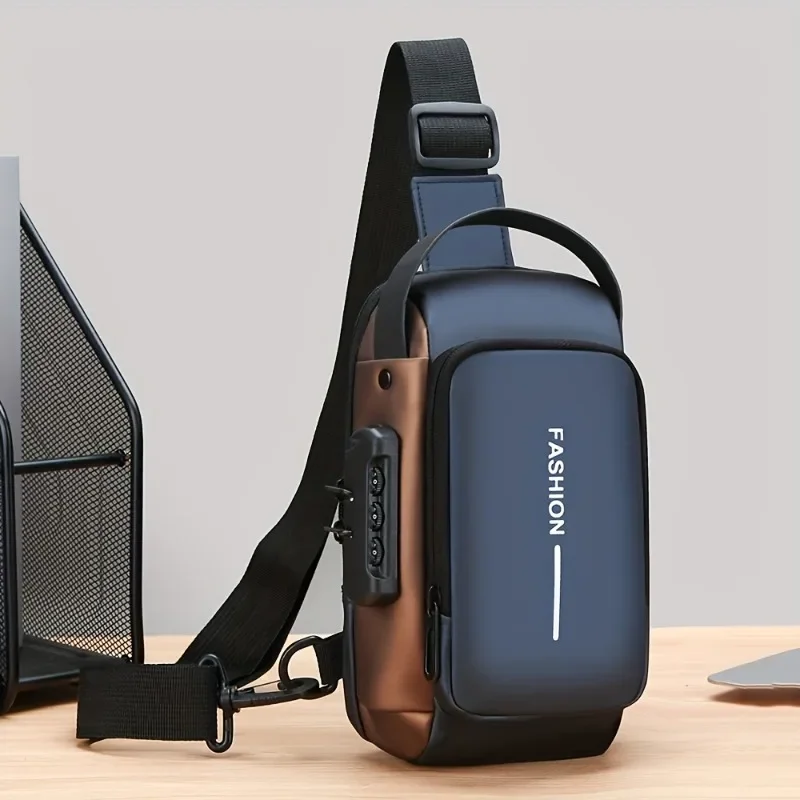 Bolso bandolera para hombre de tela Oxford duradera: elegante bolso cruzado para motocicleta con bolsillo para teléfono, cierre de cremallera para viajes diarios