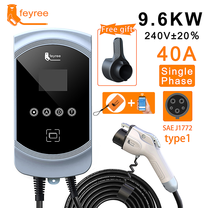 Feyree J1772 Type1 Cáp Sạc EV Sạc Xe Điện Wallbox EVSE Đế Sạc 50A 40A 32A Ứng Dụng Điều Khiển Xe Điện