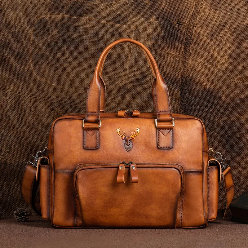 100% Genuine Leather Men Handbag Travel Bag Vintage Multifunctional Large Capacity Weekend Luggage Bag Real Leather Duffle Bags
