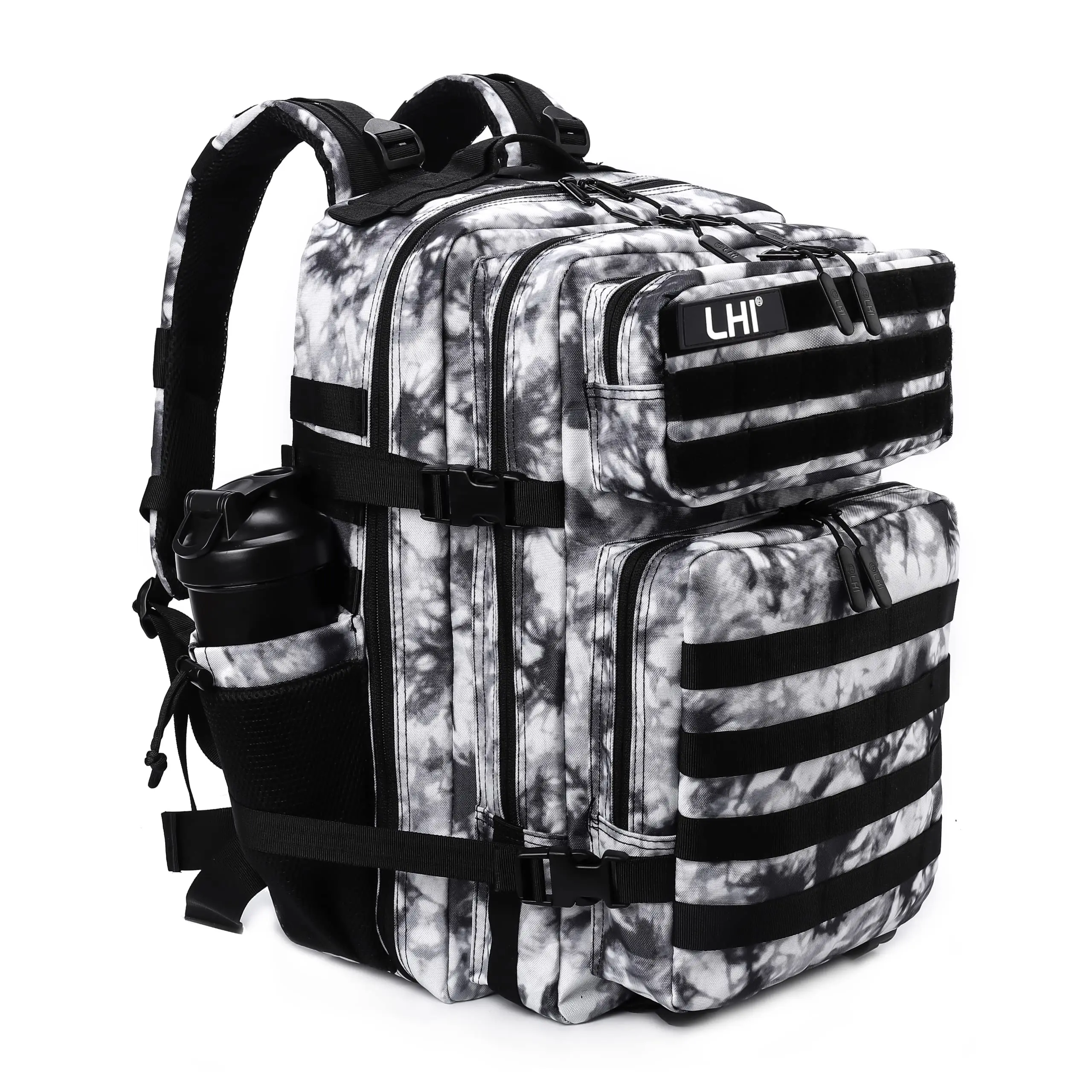 Mochila táctica LHI 45L para hombres y mujeres, bolsa de gimnasio para atletas grandes, mochila de supervivencia para deportes al aire libre, senderismo, con portabotellas