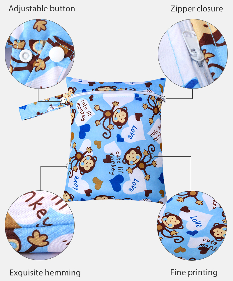 กระเป๋าถุงผ้าอ้อมกันน้ำอเนกประสงค์16*20ซม. กระเป๋าผ้าเช็ดปากซักได้พิมพ์ซ้ำได้ถุงผ้าอ้อม2024